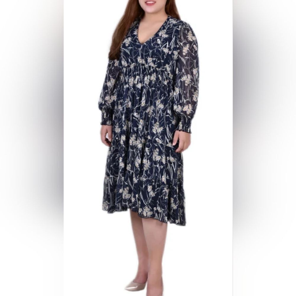 NY Collection Navy Prairie Dress